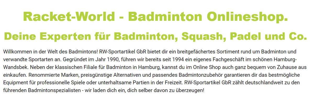 Badmintonschläger Baden: ↗️ Badminton Onlineshop